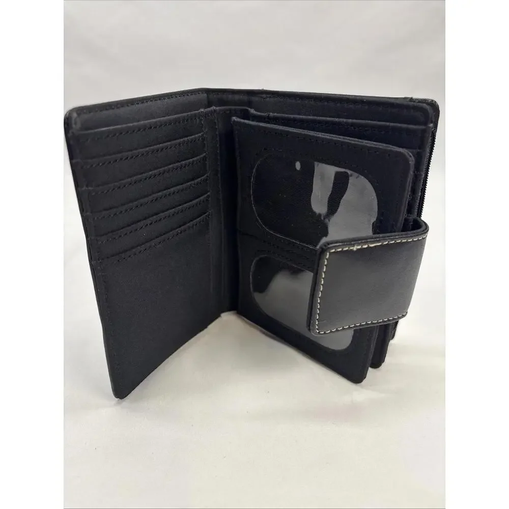 Black Women's Target Genuine Leather Wallet with Off white stitching